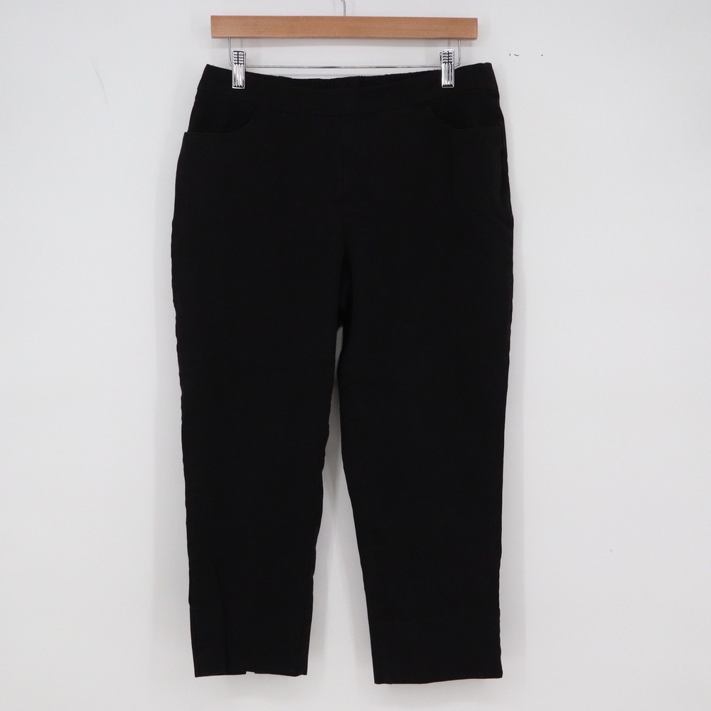 Isaac Mizrahi Live! Pants Womens 14 24/7 Stretch Black Split Hem Cropped Exc.